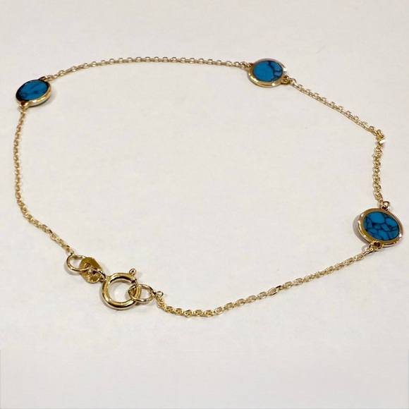 JTV Jewelry - NEW Solid 10K Gold Turquoise Design Bracelet